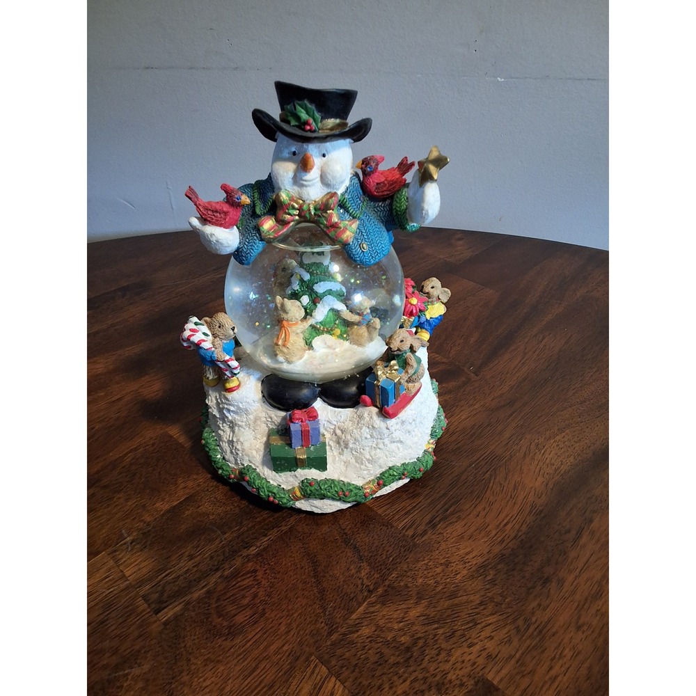 Snowman Christmas Snow Globe Musical Wind Up Animated Holiday Decor GVC WORKS